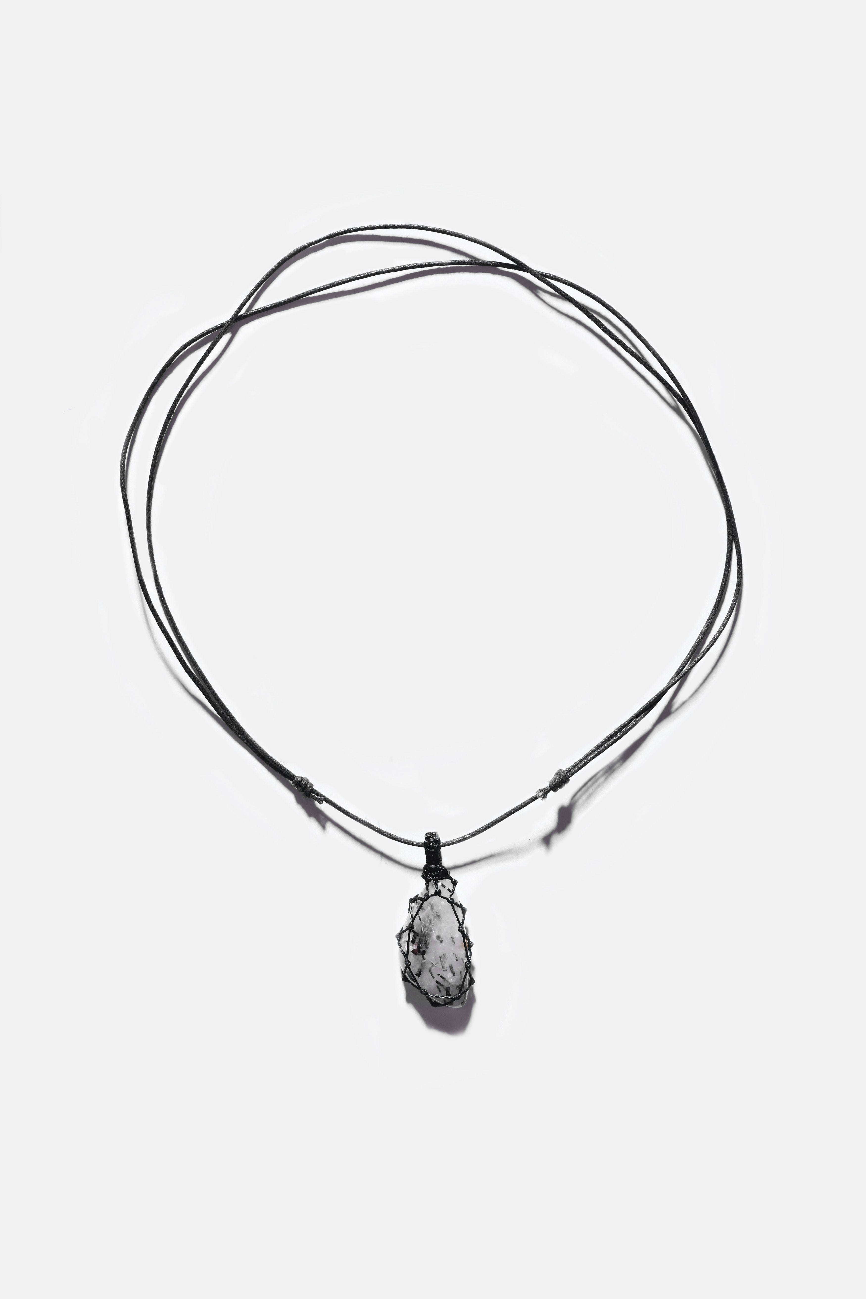 Unisex Crystal Capsule Necklaces / Tourmalined Quartz