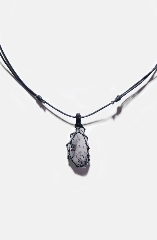 Unisex Crystal Capsule Necklaces / Tourmalined Quartz