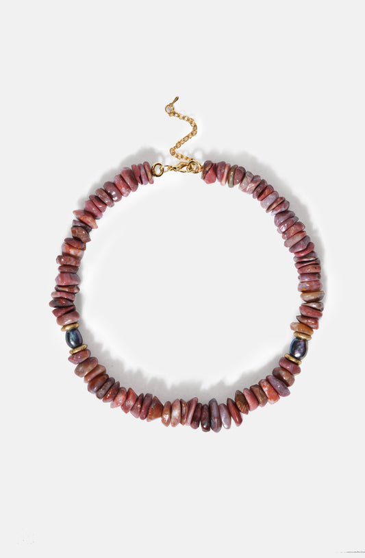 FW25 Crisp Neclace with red jasper and pearls