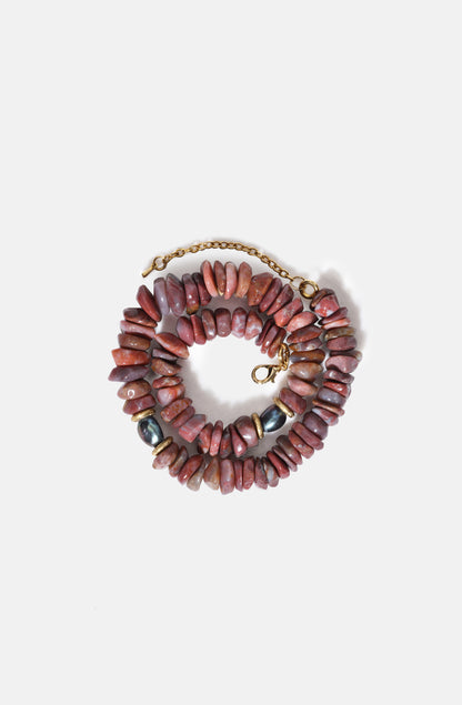 FW25 Crisp Neclace with red jasper and pearls