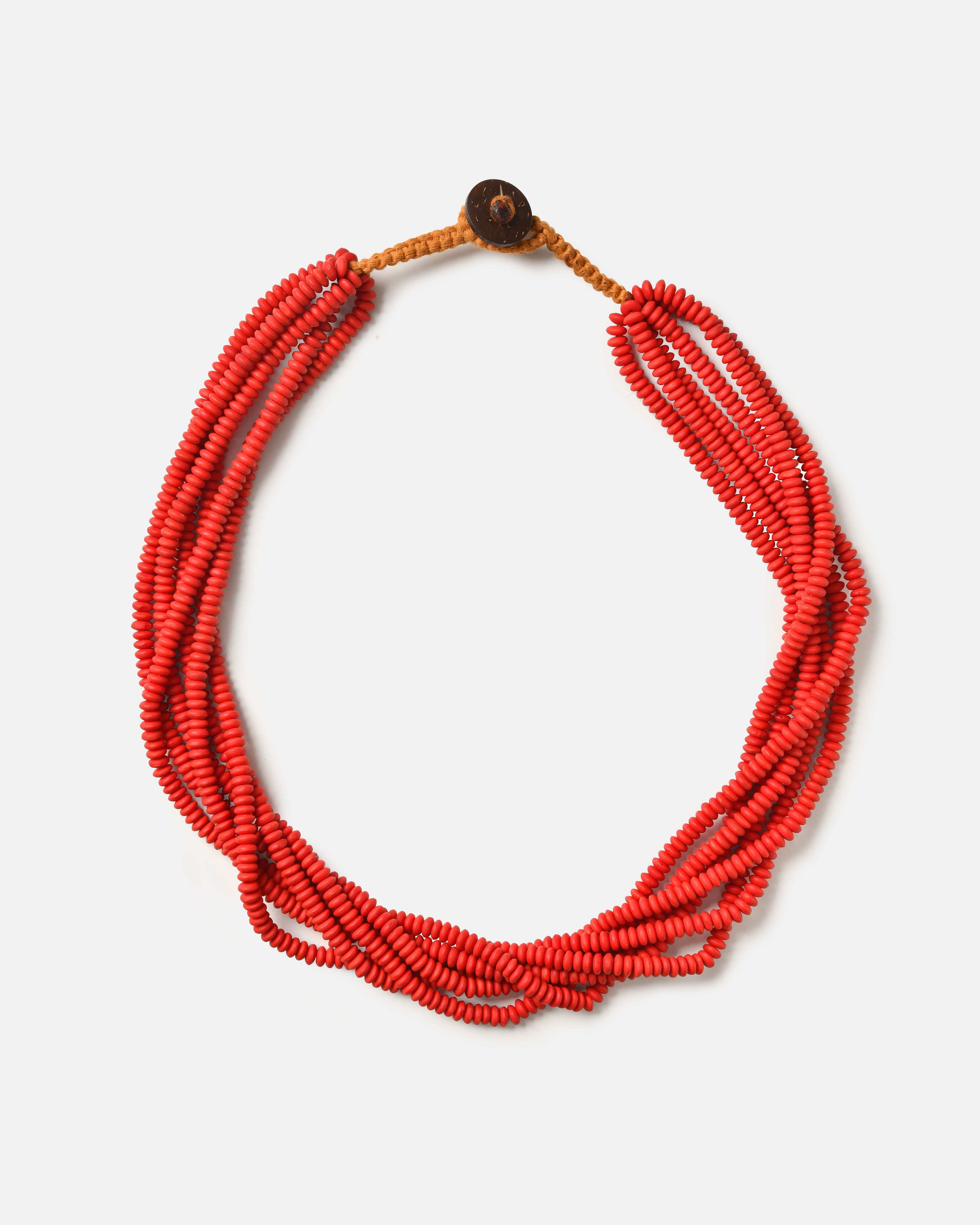 Colliers multi-rangs en perles de verre / Très rouge