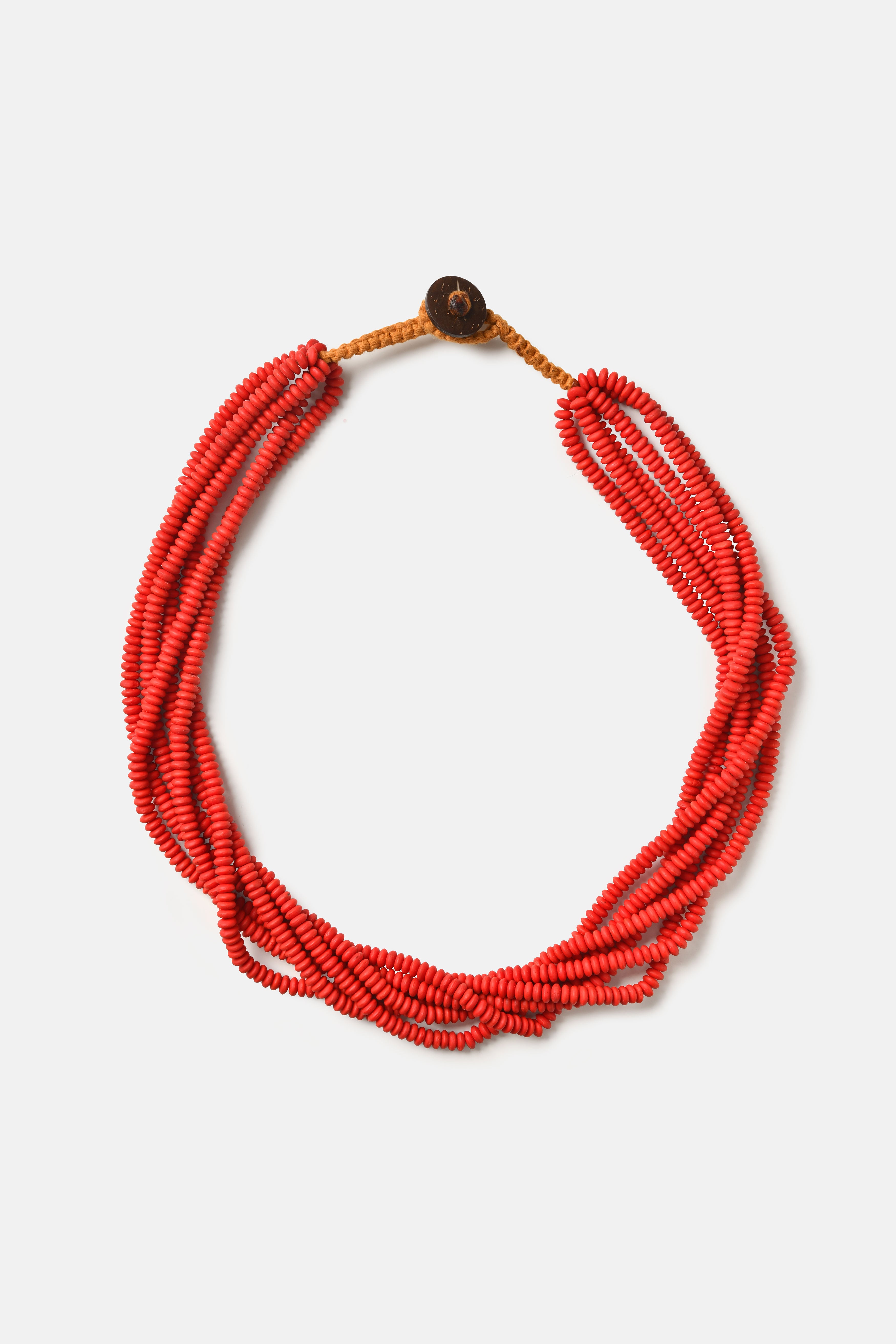 Glass Beads Multi Strand Necklaces / Very Red