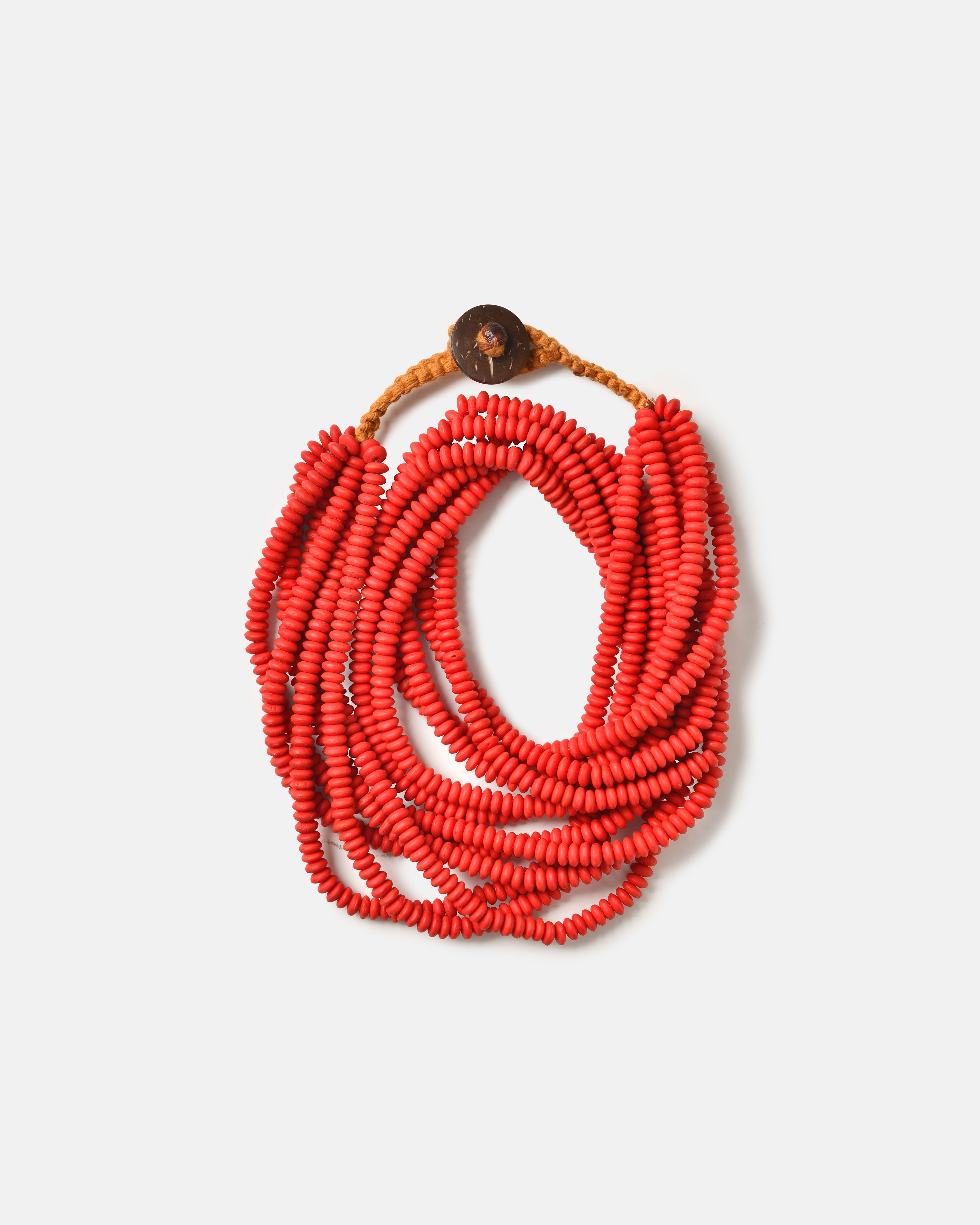 Colliers multi-rangs en perles de verre / Très rouge