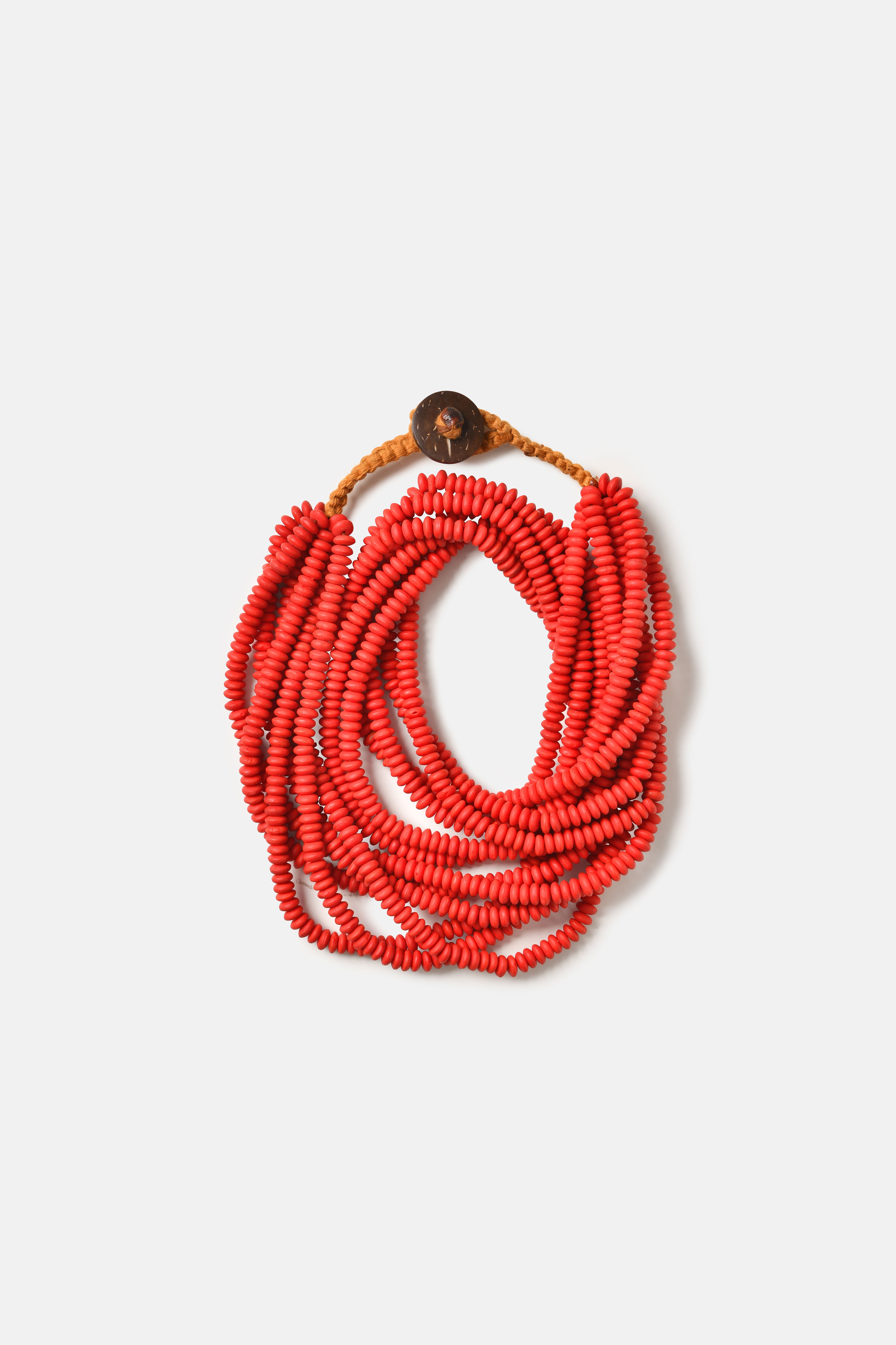Glass Beads Multi Strand Necklaces / Very Red