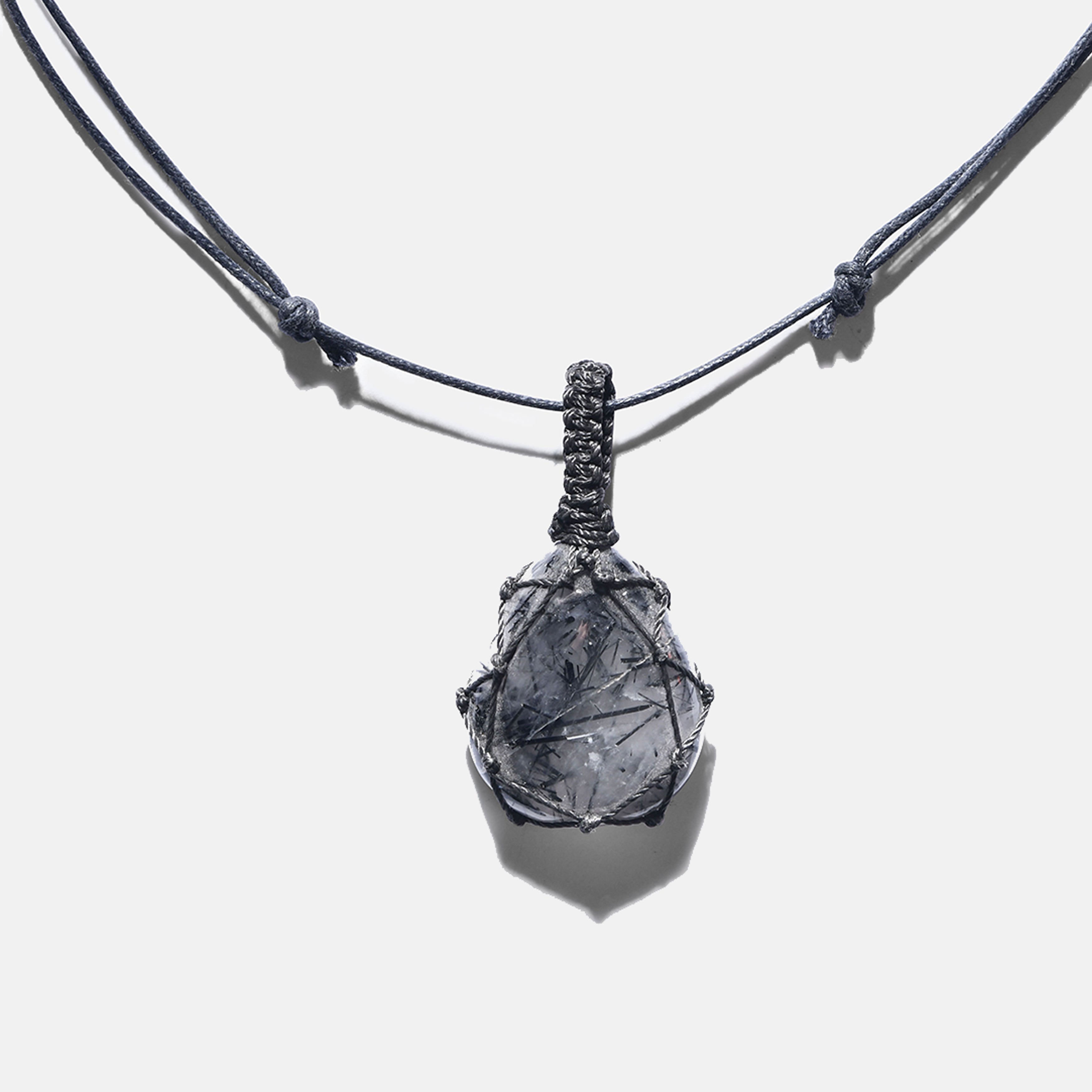 Unisex Crystal Capsule Necklaces / Tourmalined Quartz
