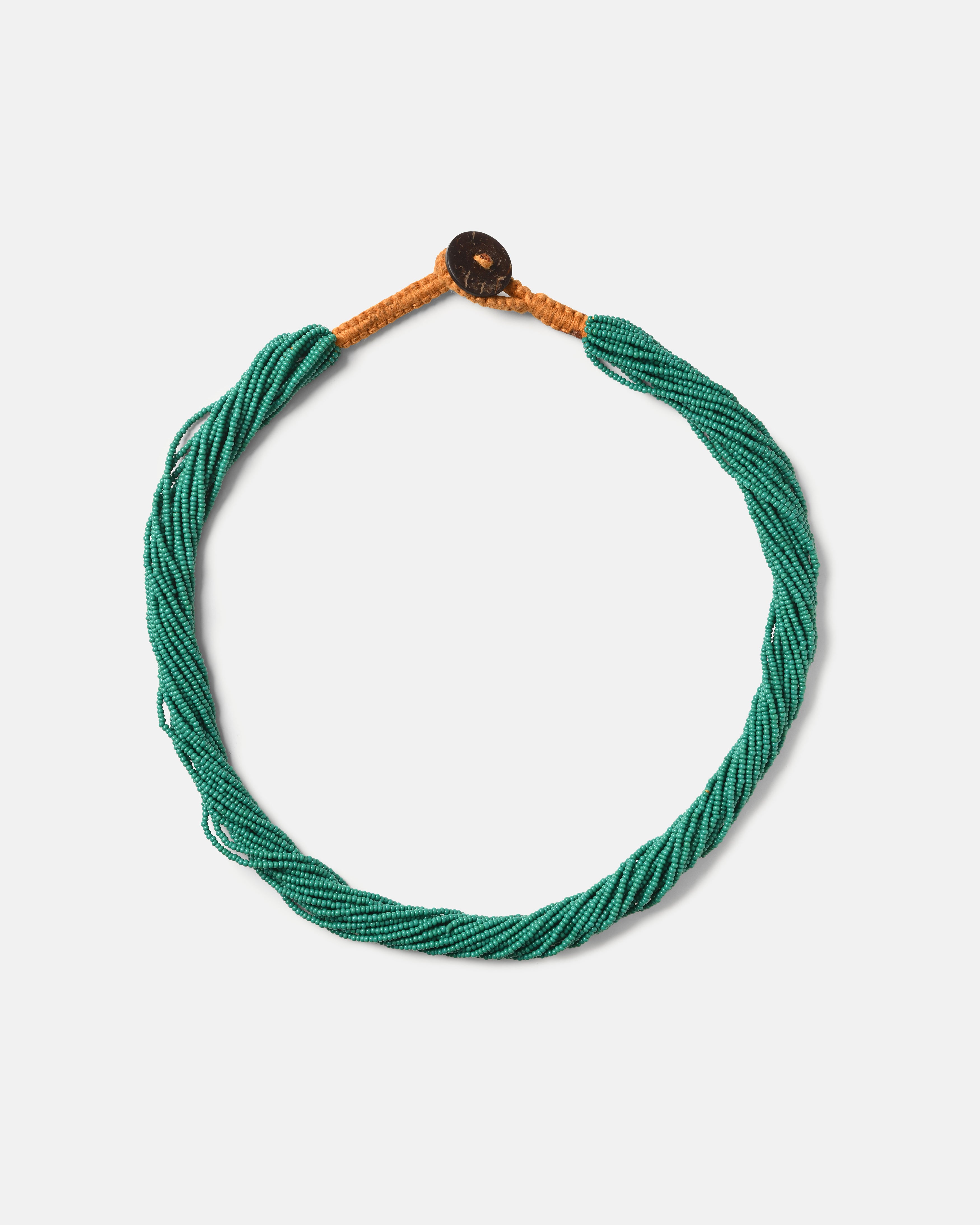 Colliers multi-rangs en perles de verre / Vert émeraude