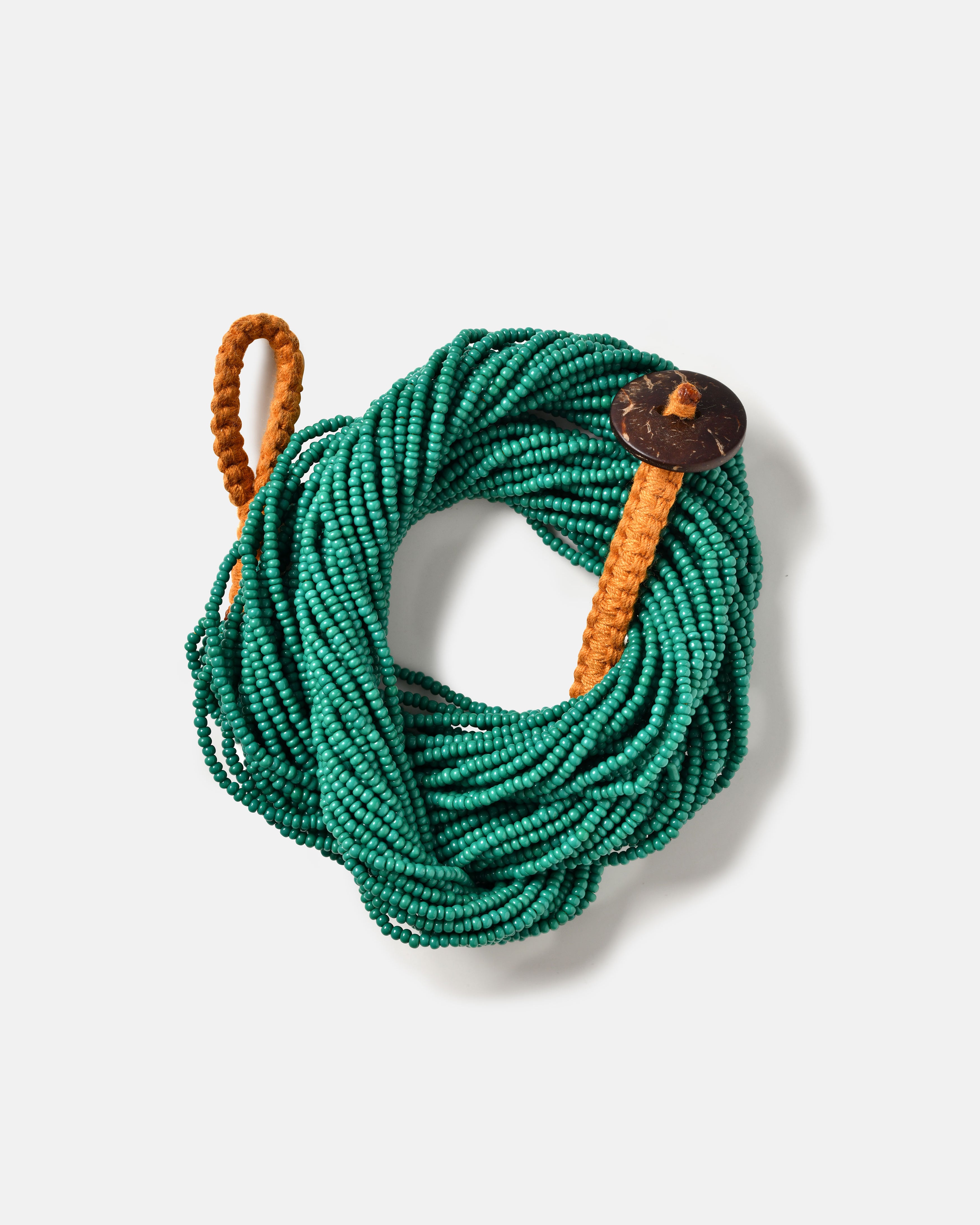 Colliers multi-rangs en perles de verre / Vert émeraude