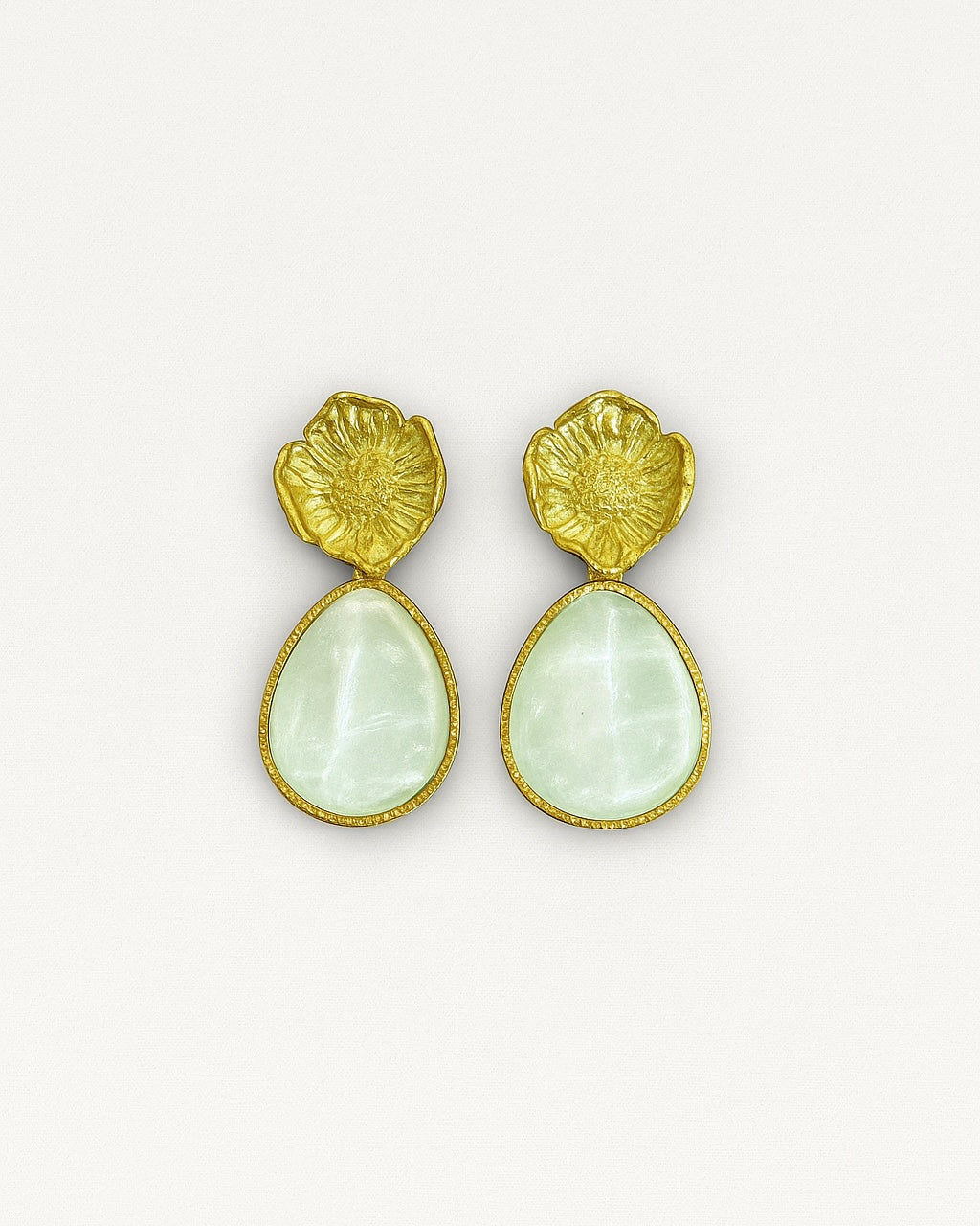 Boucles d'oreilles en acier inoxydable et nacre Menthe