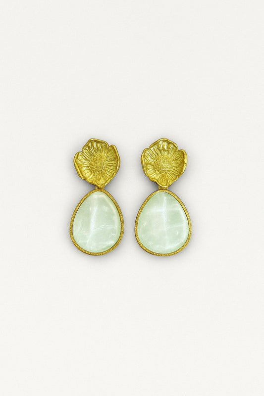 Stainless Steel and Nacre Earrings Mint