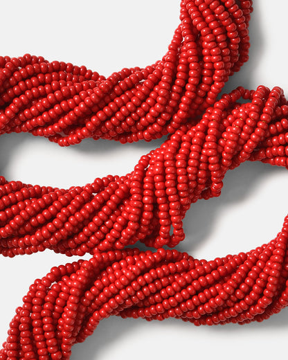 Glass Beads Multi Strand Necklaces / Love Red