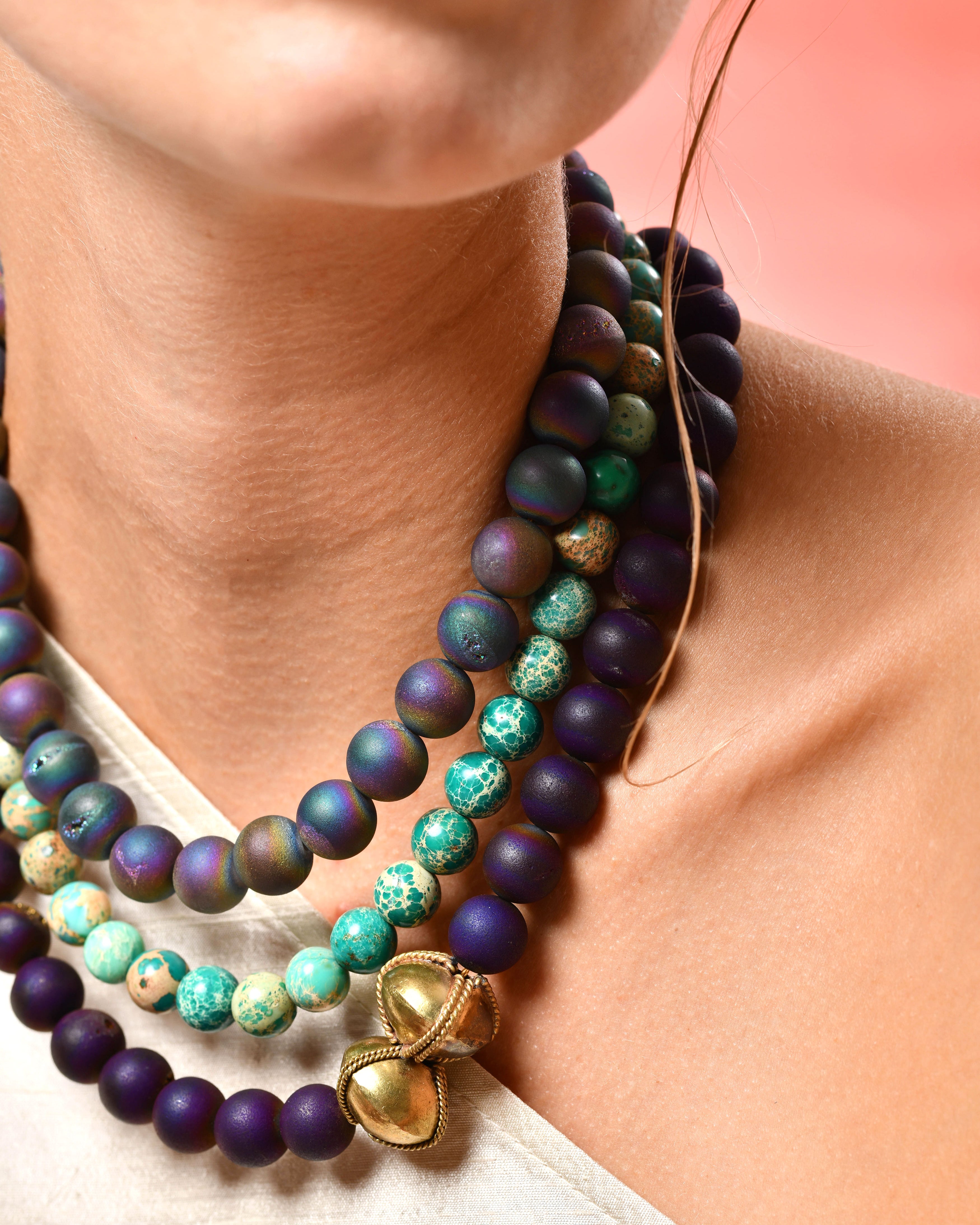 Bini Necklace with Green Aqua Sea Sediment