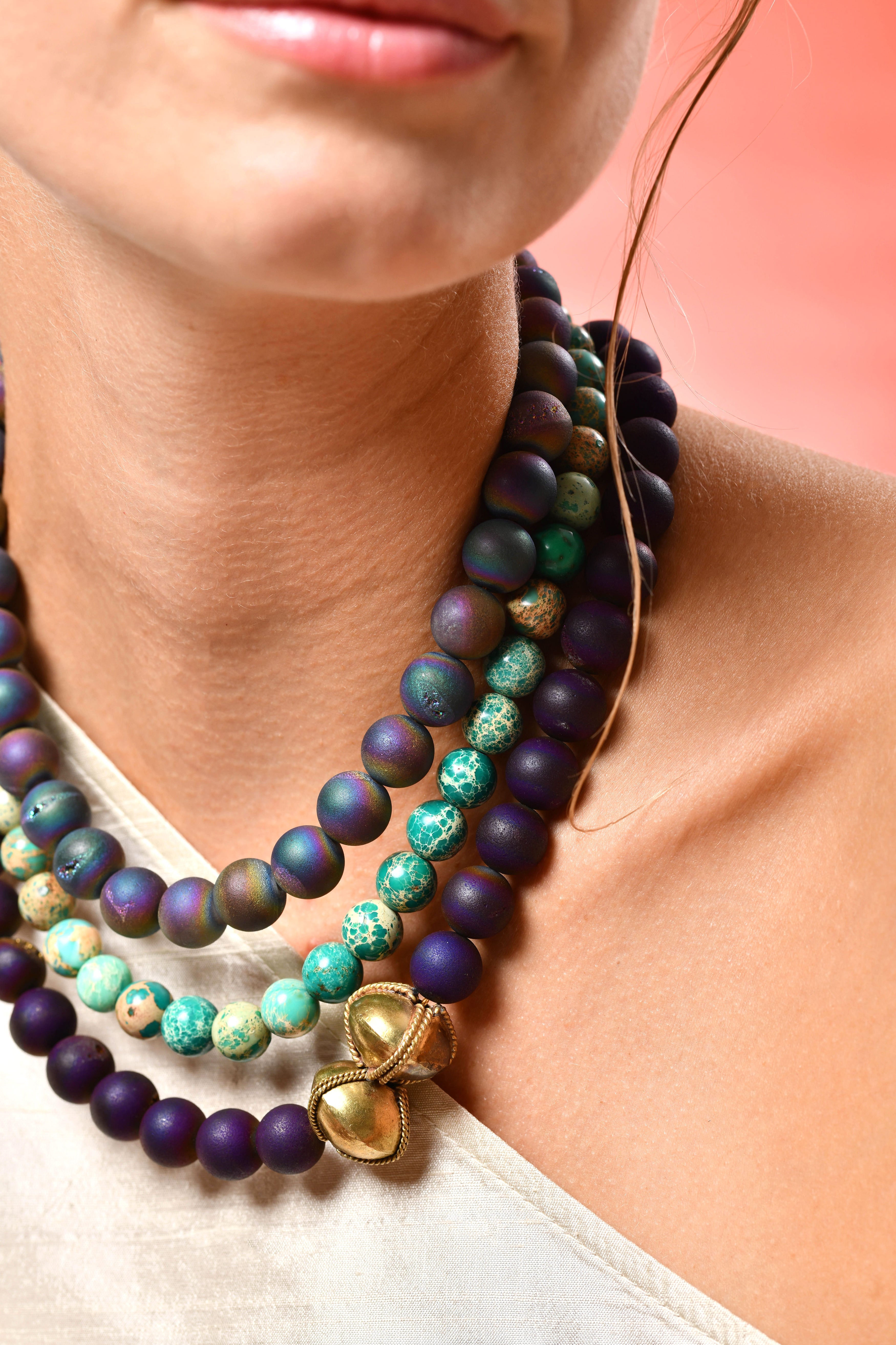 Bini Necklace with Green Aqua Sea Sediment