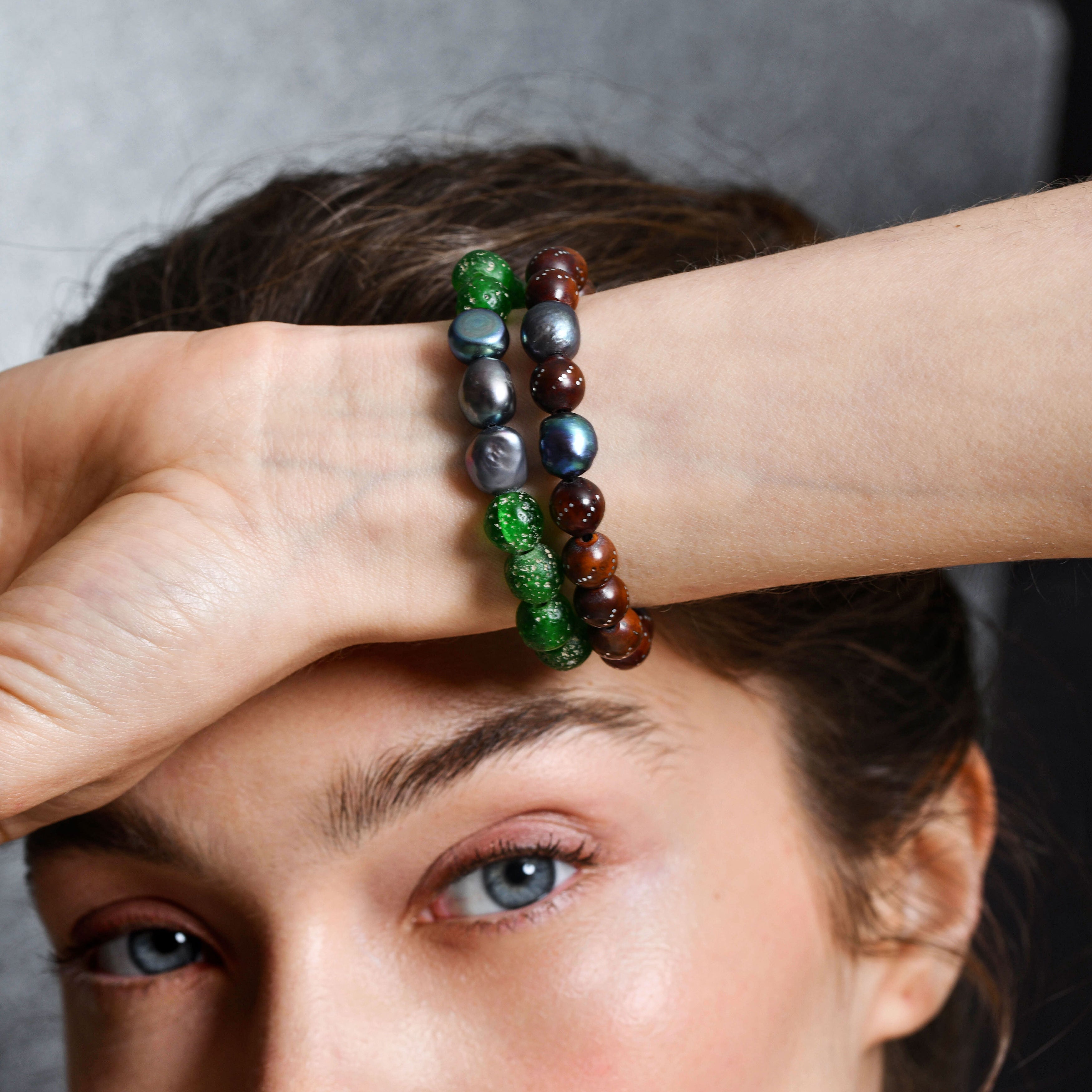 FW25 Parlak Yeşil ve İnci Bileklik