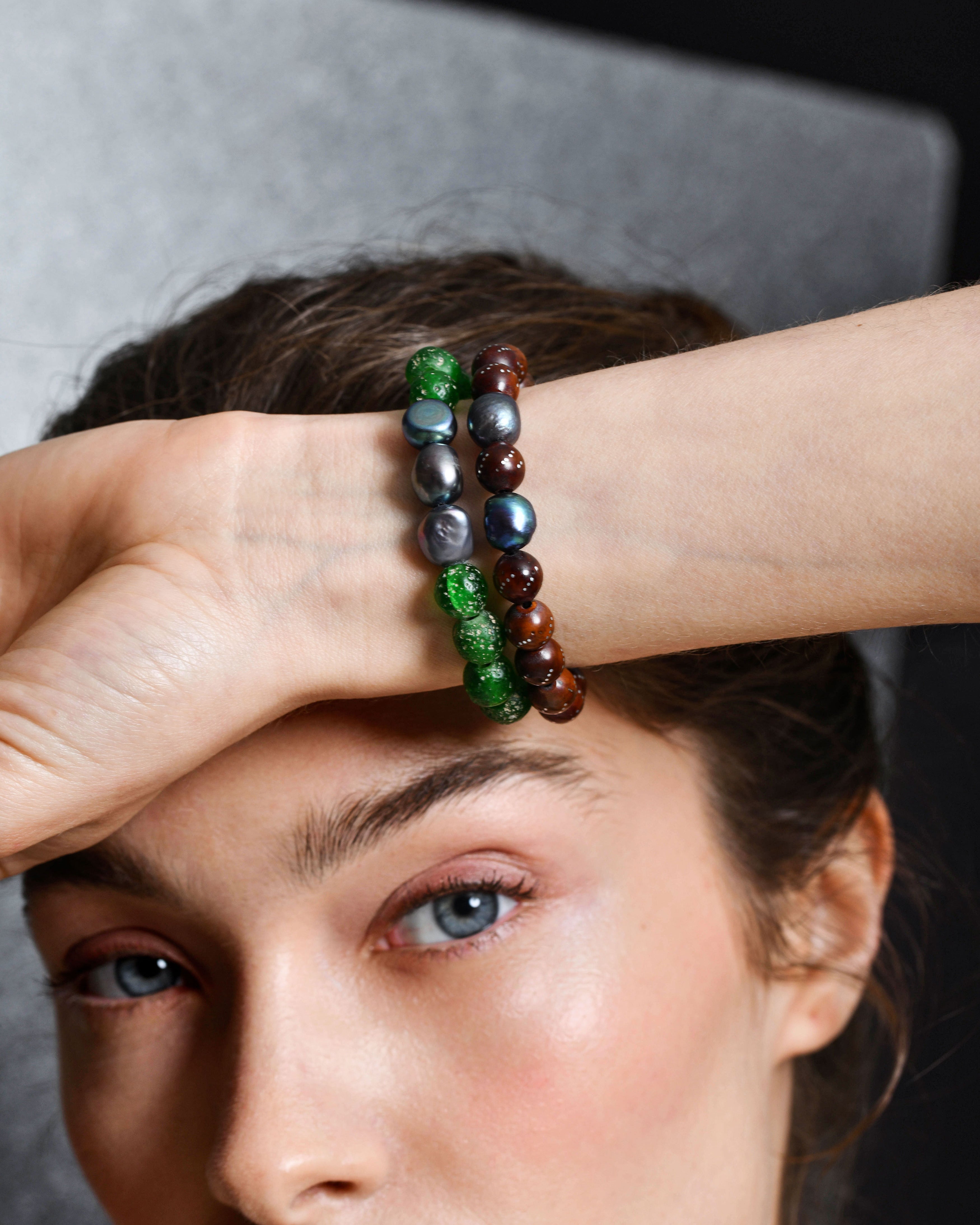 Bracelet vert vif et perles FW25