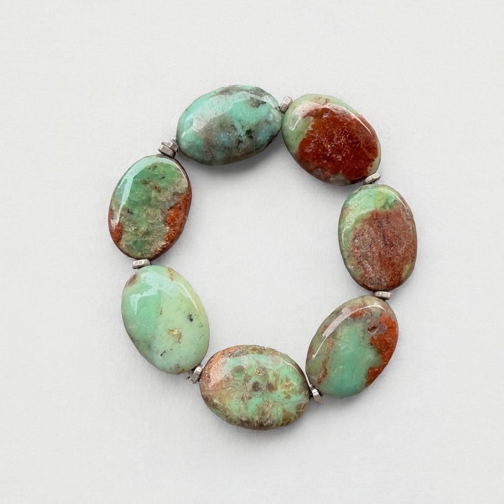 Bracelet plat en chrysoprase FW25