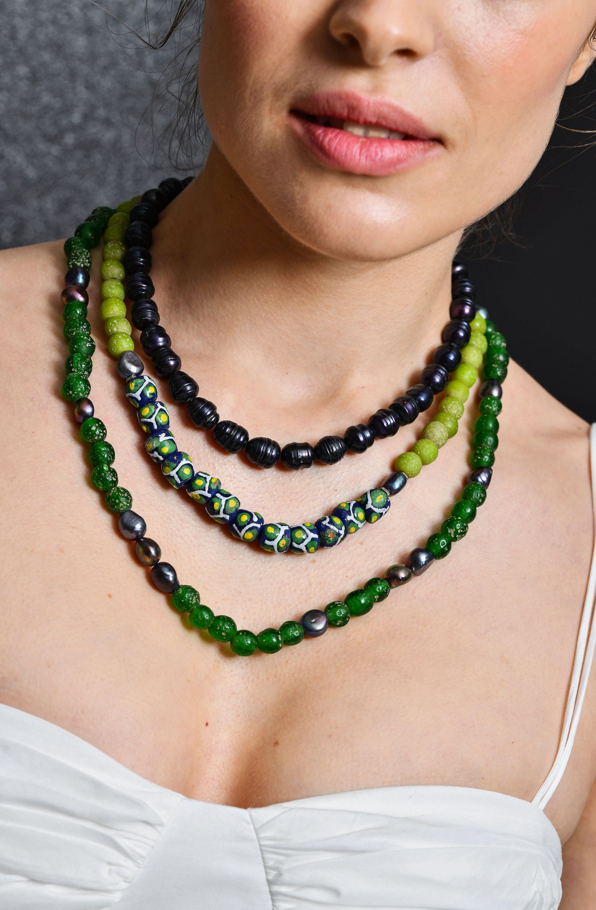 FW25 Bright Green and Pearl Necklace