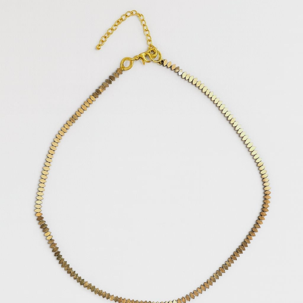 Collier en pierre hématite plate FW25