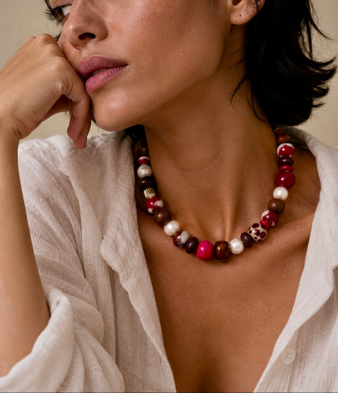 Velia Necklace in Red