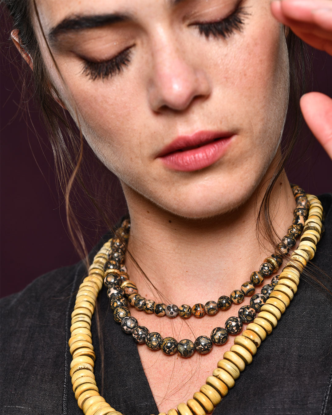 Double Layer Leopard Jasper Necklace