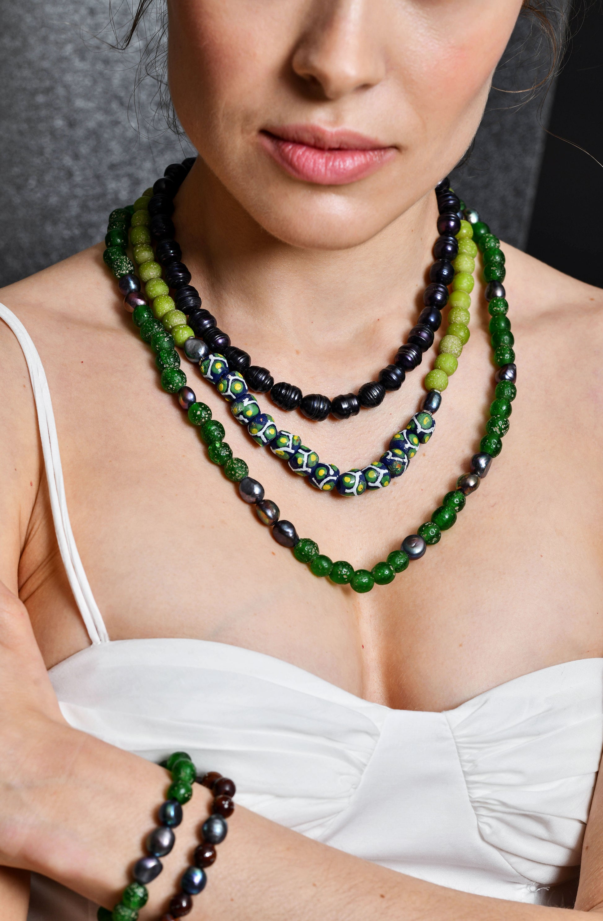 FW25 Bright Green and Pearl Necklace
