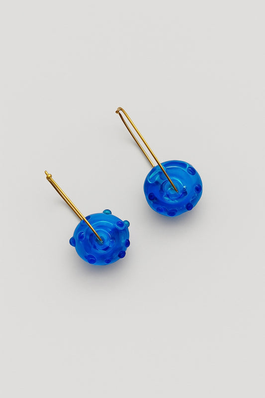 Murano Boule Earrings in Blue