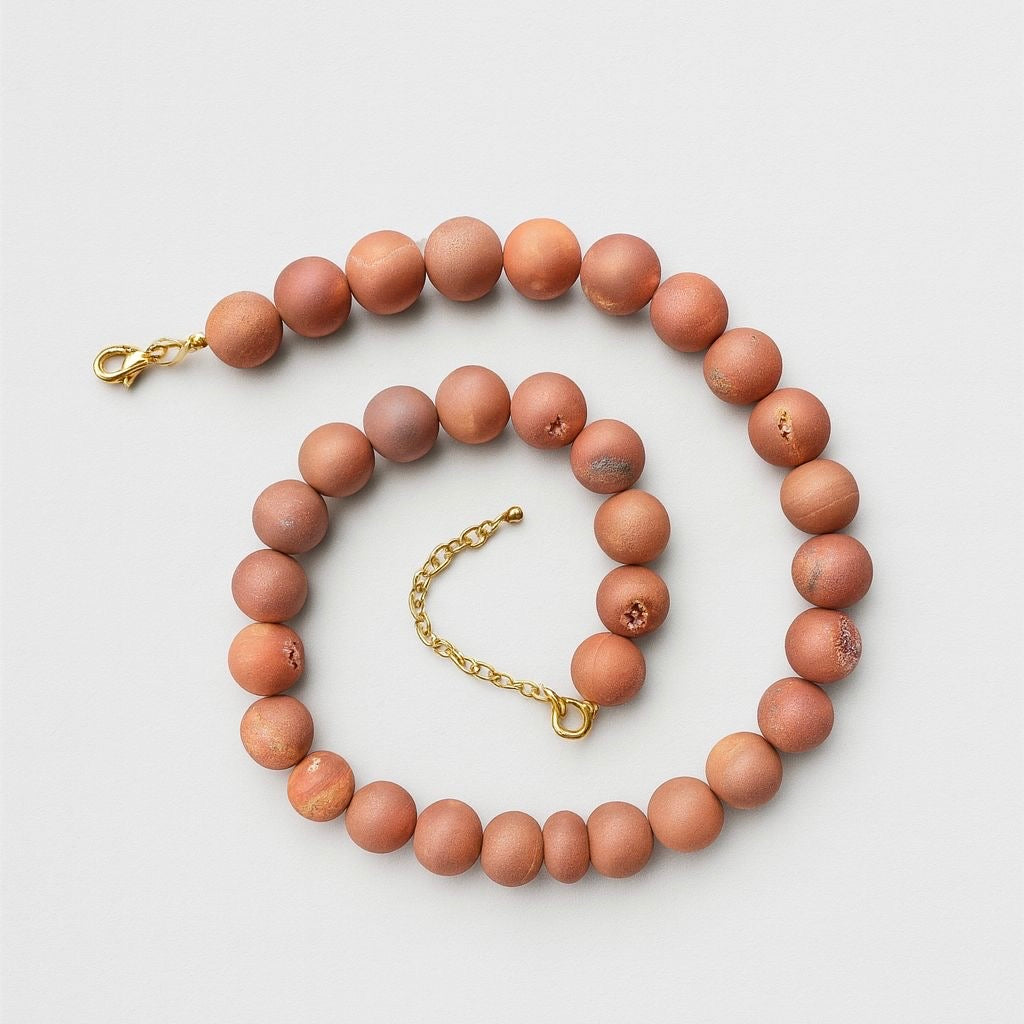 Pembe Druzy Akik Kolye