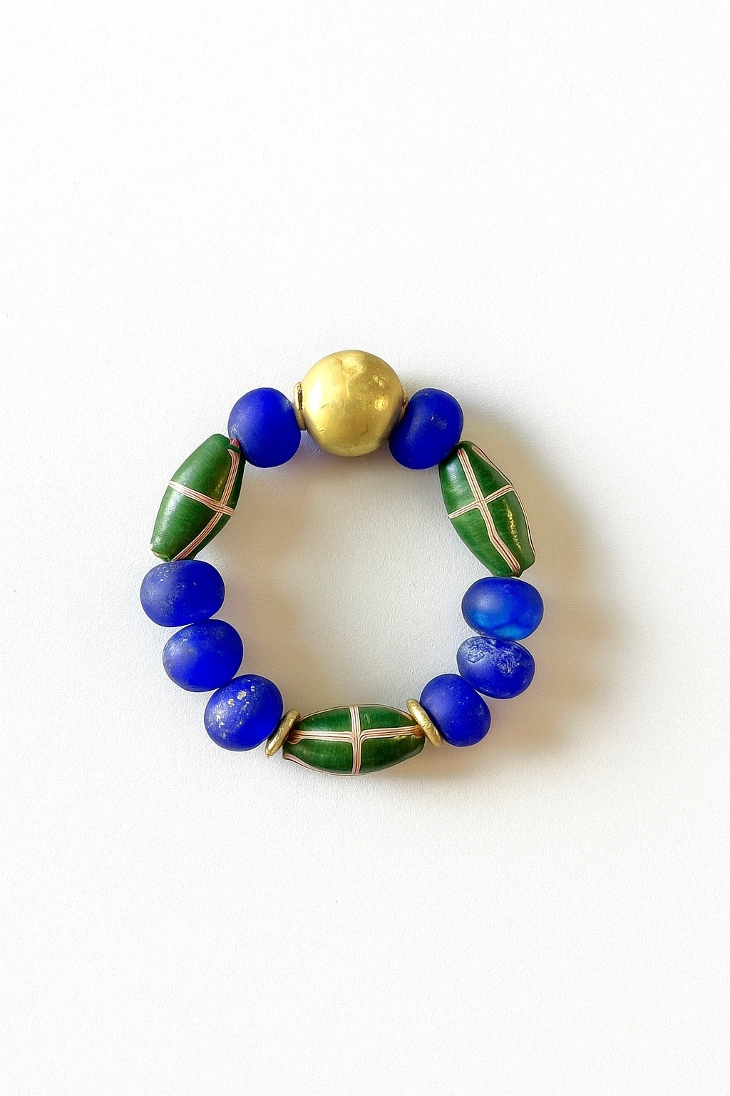 FW25 Brass Hero Bracelet with Blue/Green glass