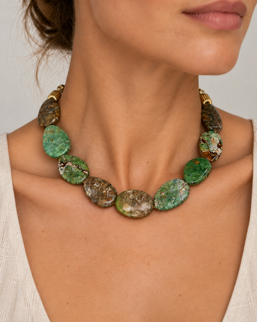 FW26-27 Oval Green Agate Necklace