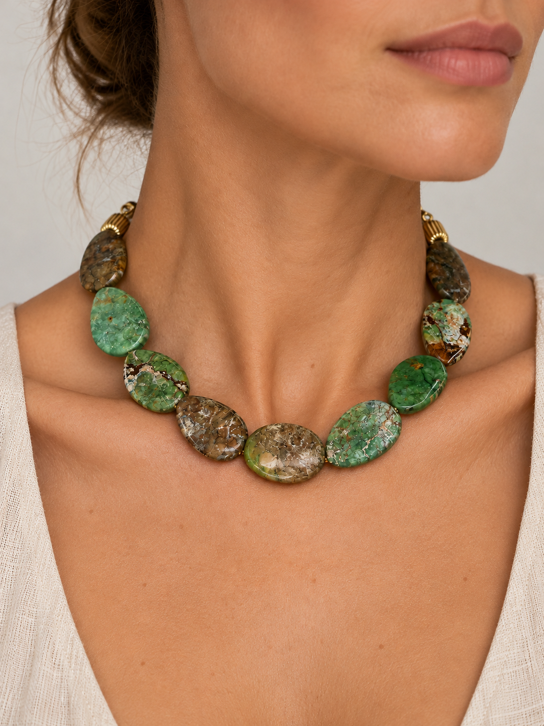 FW26-27 Oval Green Agate Necklace