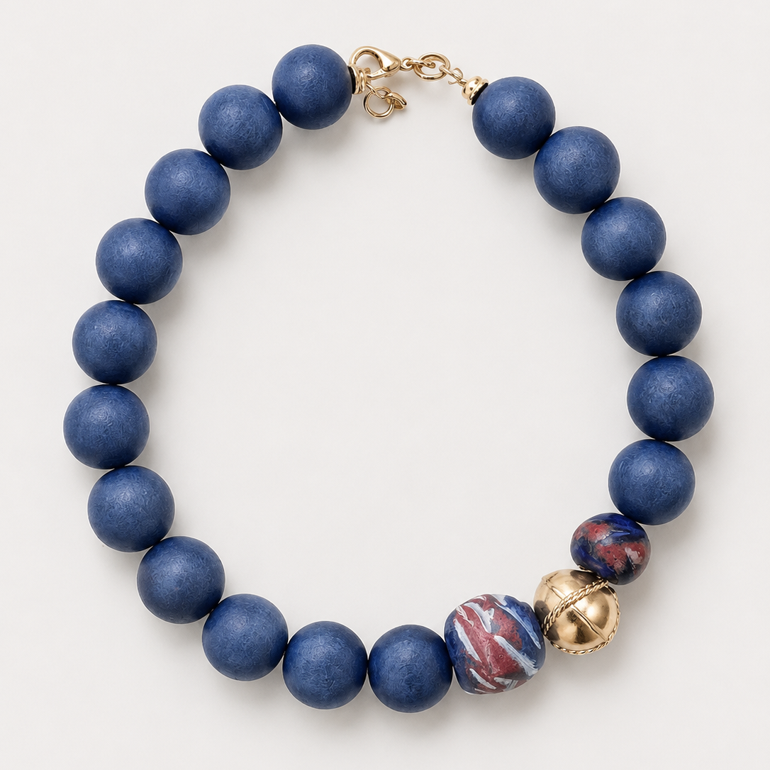 Updated Plume Necklace with glass heroes