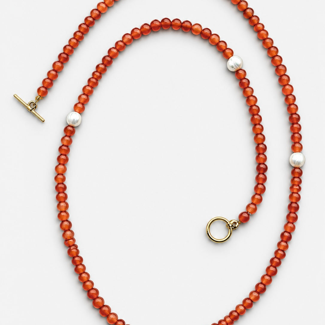 FW26-27 The Pearl Descent Necklace in Orange Red