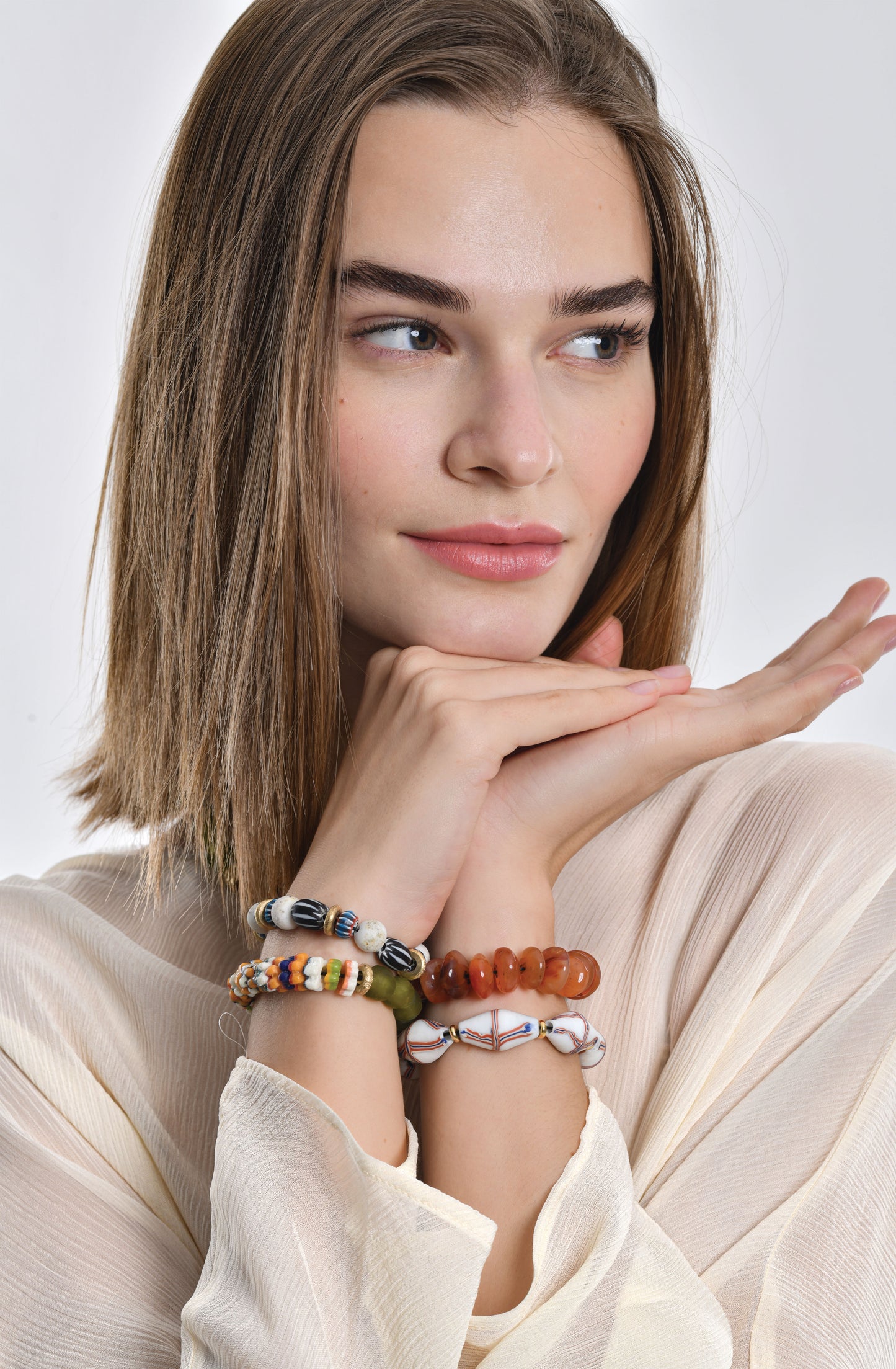 Java French Cross Hero with Nepali Agates Bracelet / Resort 24