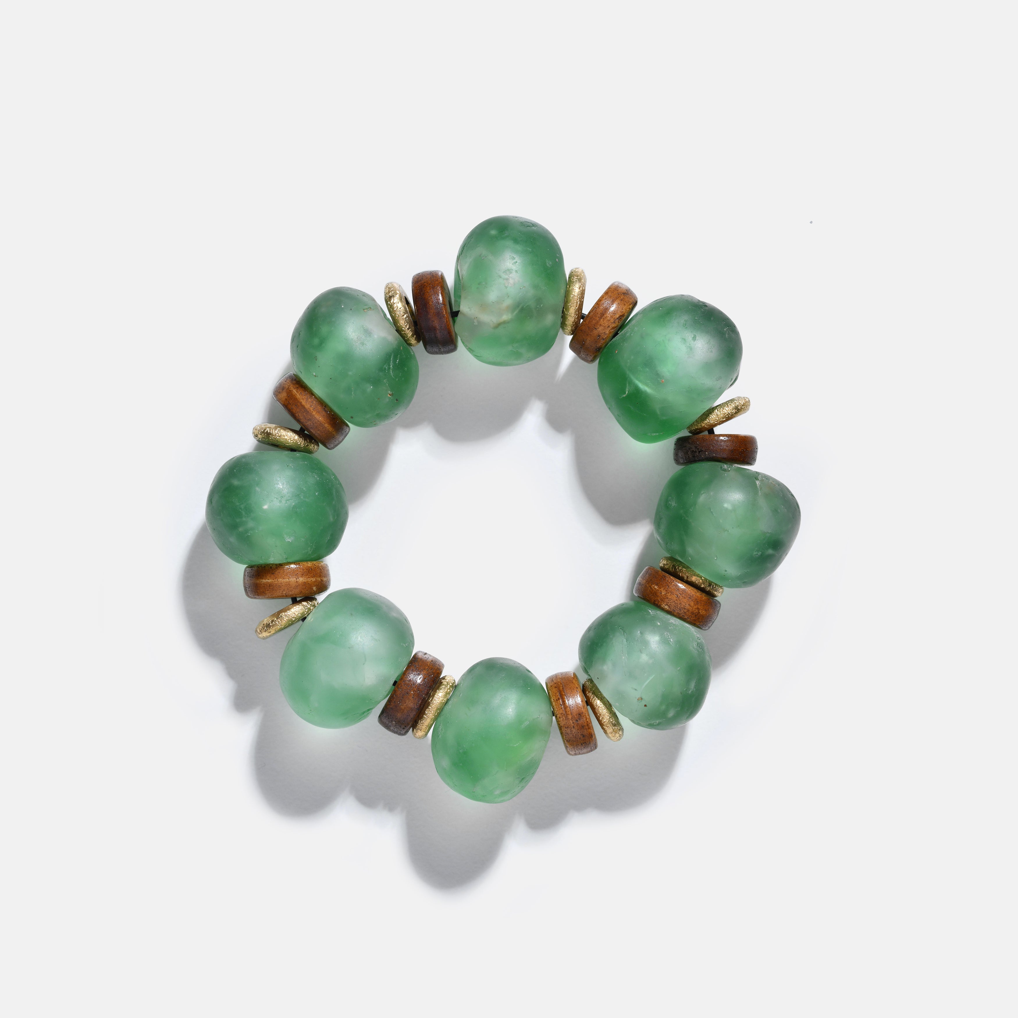 FW25 Bone and Green Glass Bracelet