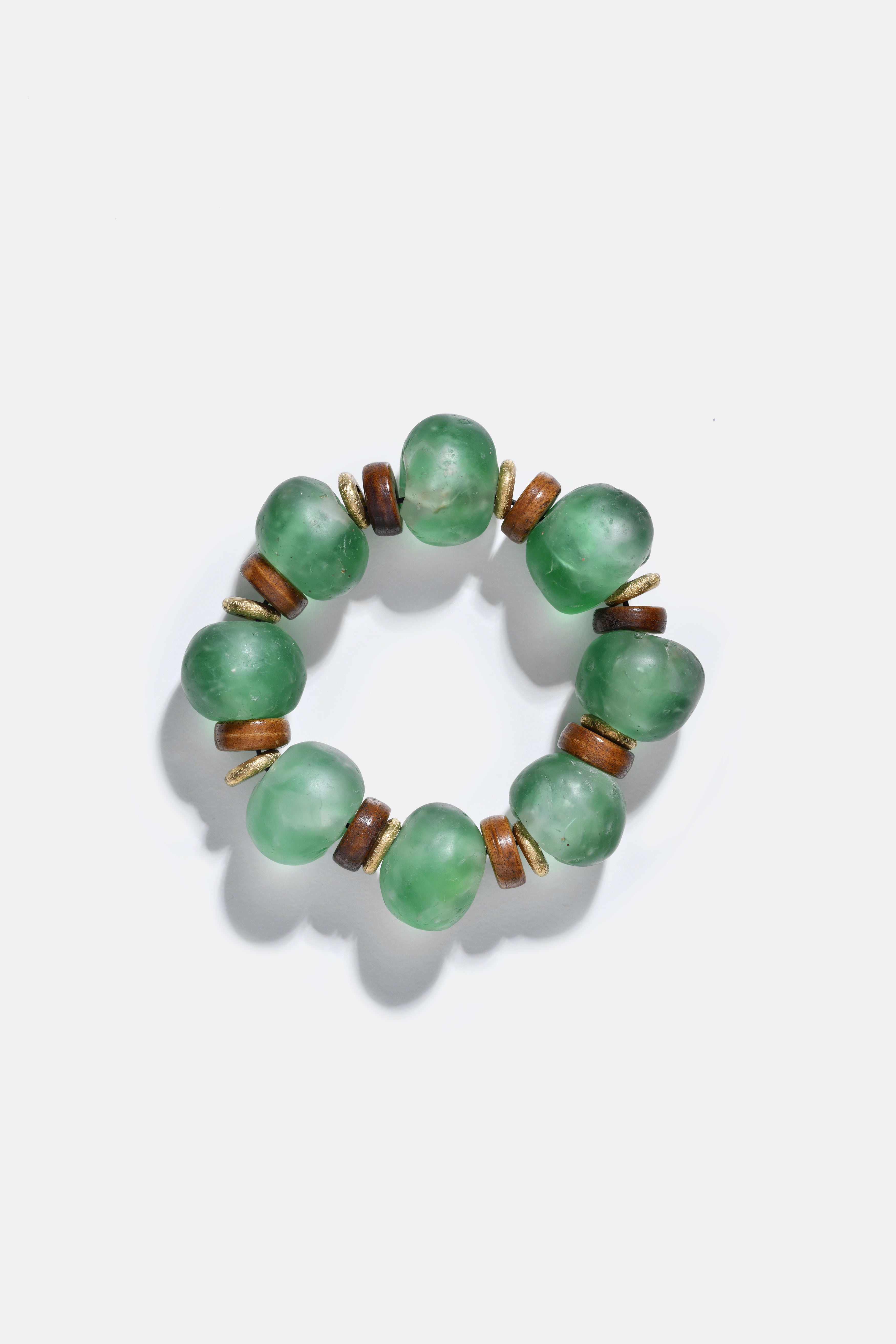 FW25 Bone and Green Glass Bracelet
