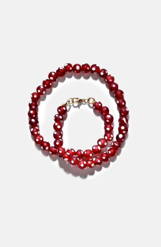 Red Polka Dot Glass Necklace