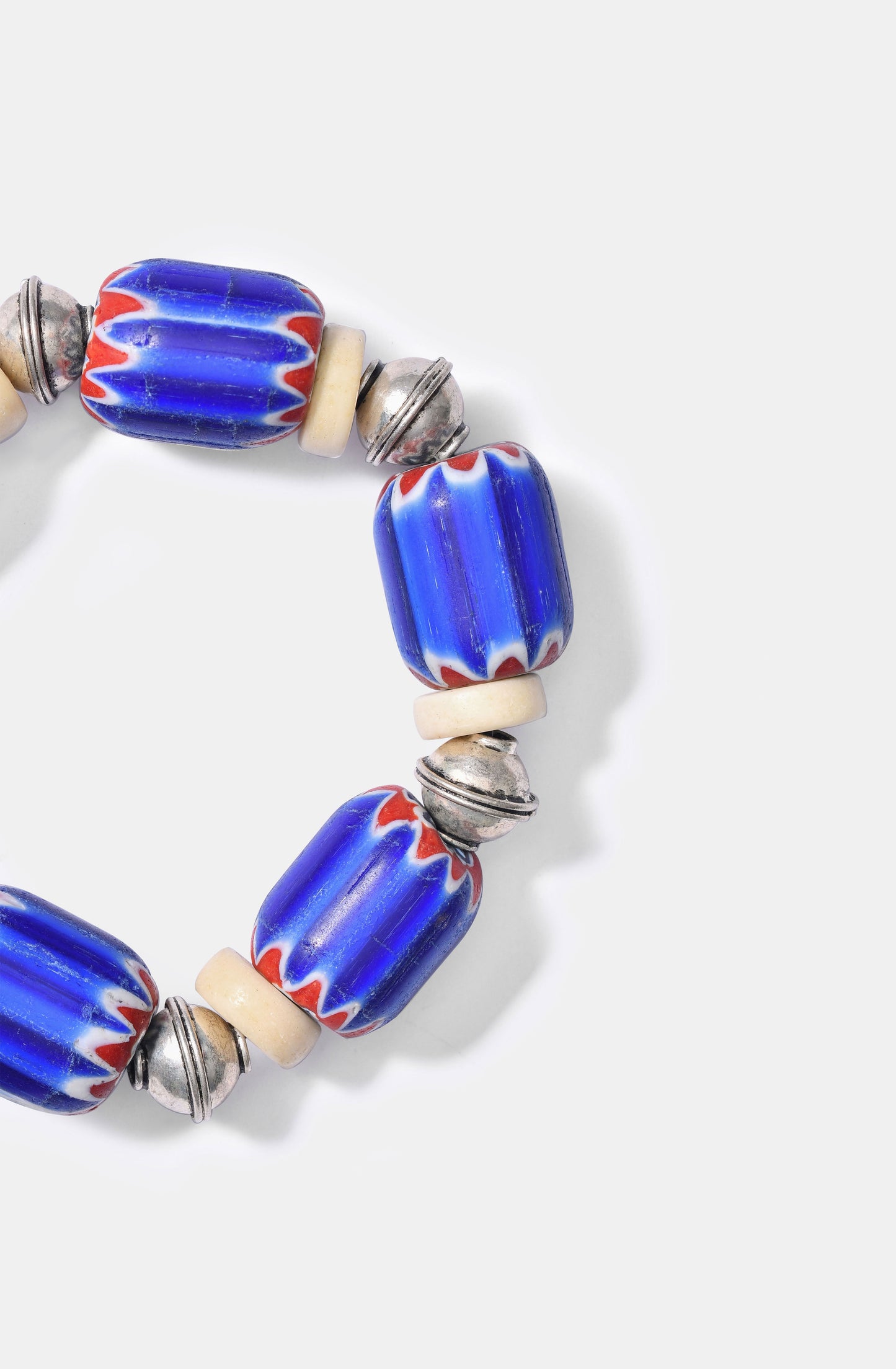 Large Blue Chevron Beads Bracelets with Silver / Resort 24