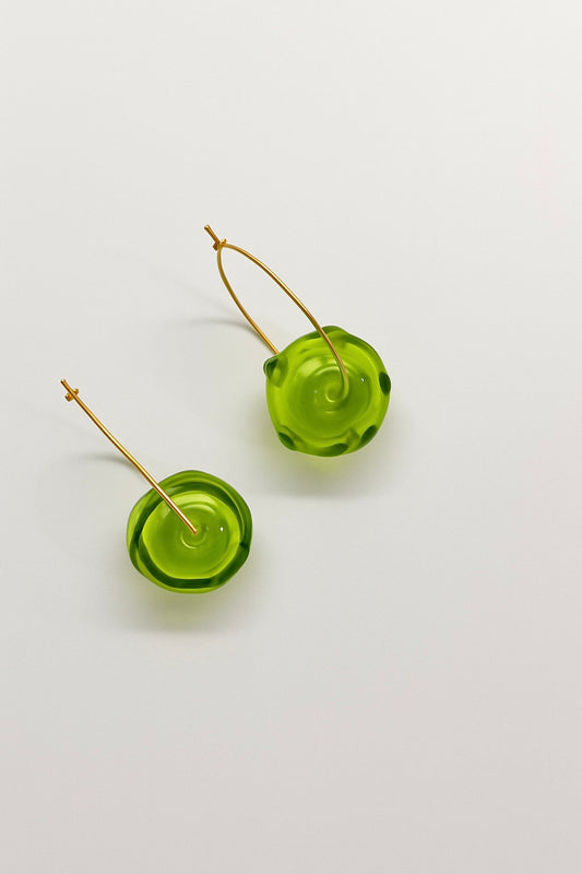 Murano Boule Earrings in Bright Green