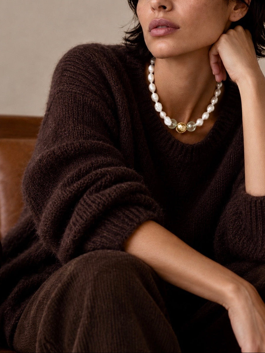 FW26-27 Central Pearl Collet Necklace