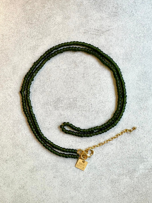 Glass Necklaces in Matte Green  / Pre-fall