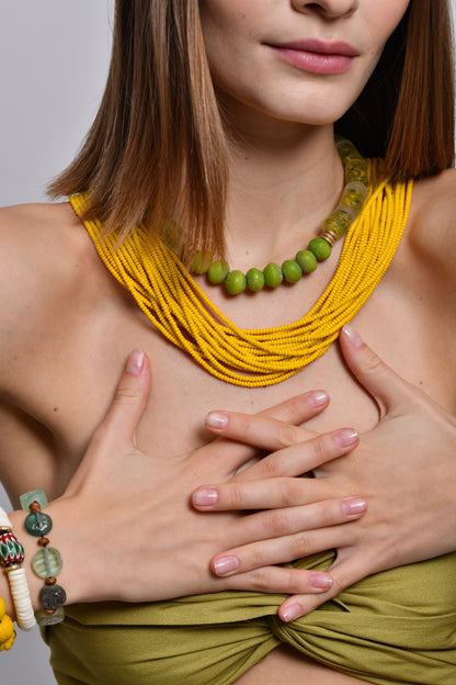 White Heishi Beads with Chevron Hero Bracelet / SS24