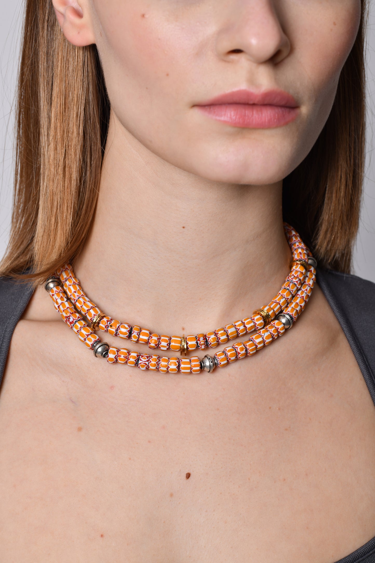 Orange Yellow Chevron Beads Necklaces / Resort 24