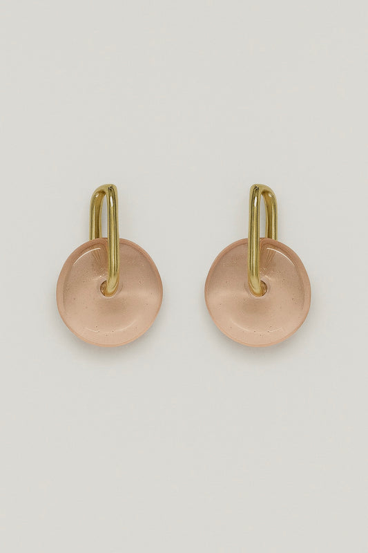 Murano Circle Earrings Amber and Light Pink