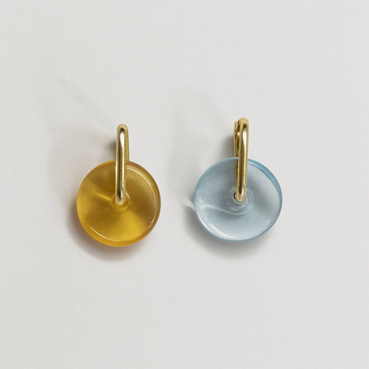 Murano Circle Earrings Amber and Light Blue