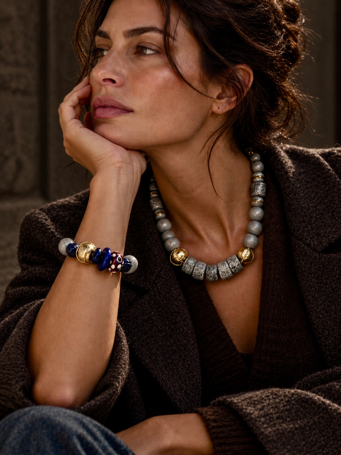 FW26-27 Wooden Tortuga Bracelet In Gray