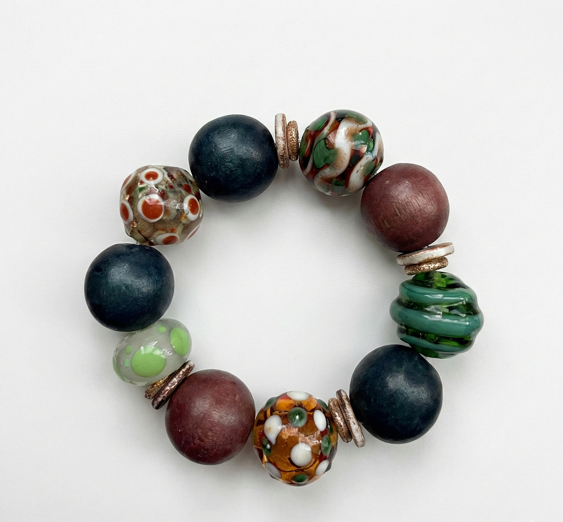 Plume bracelet with glass bead / caramel edition