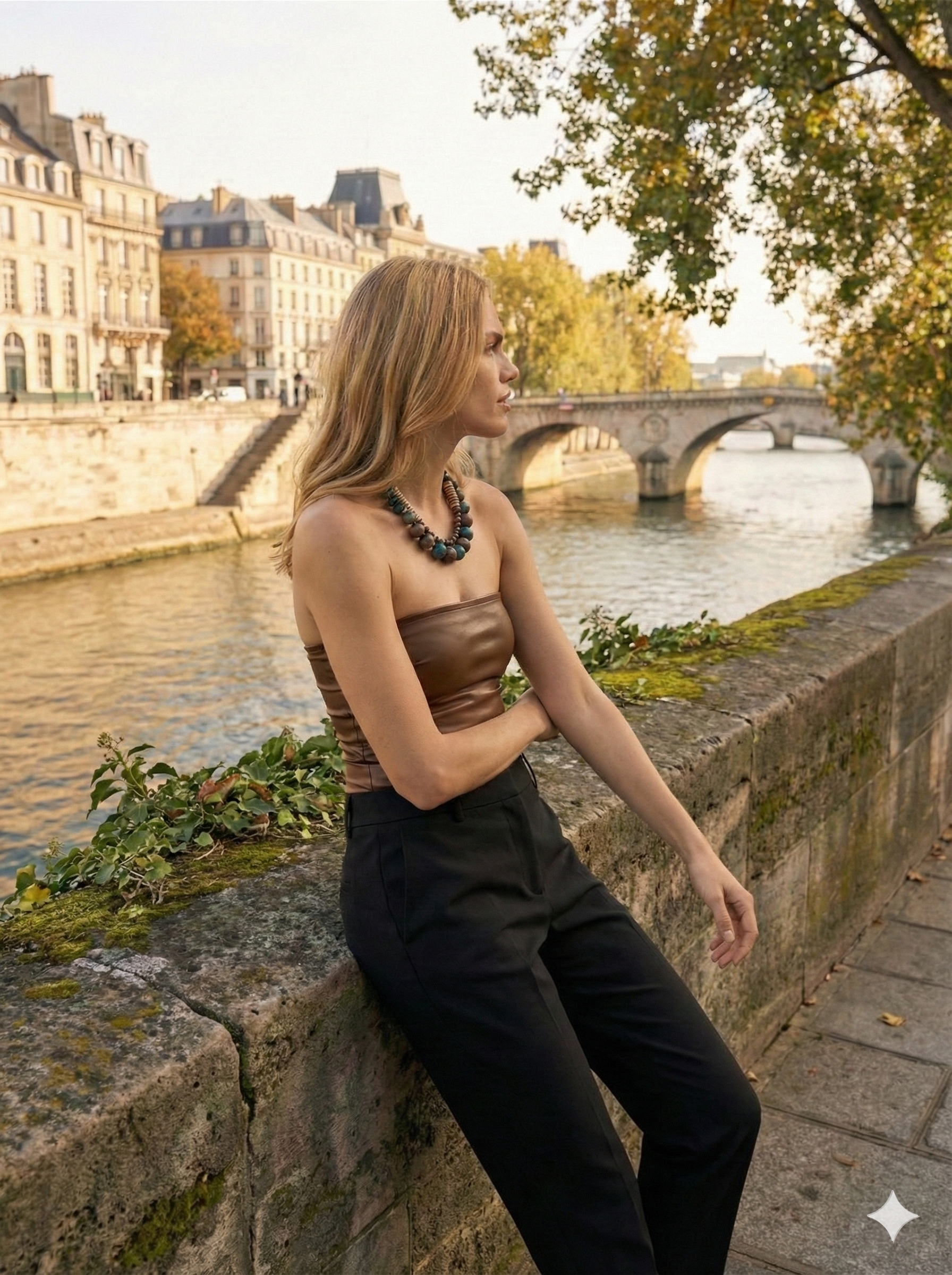 Yeşil ve Karamel Plume kolye