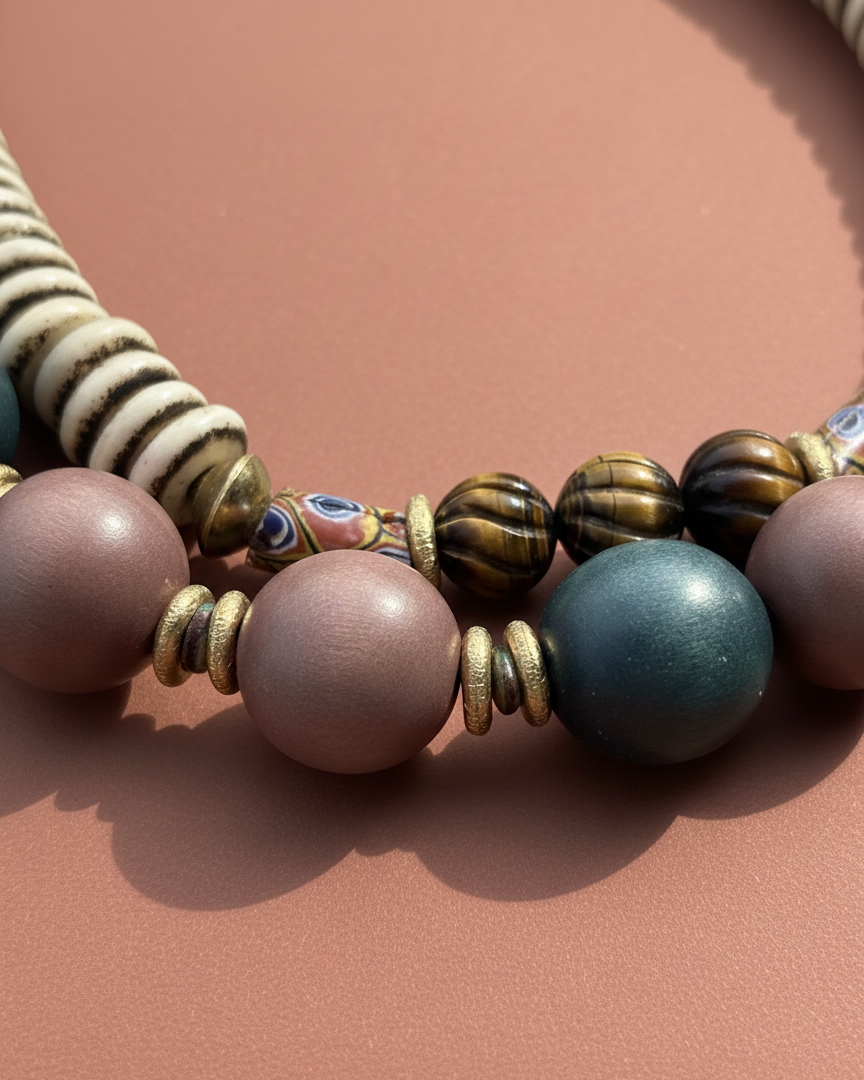 Yeşil ve Karamel Plume kolye