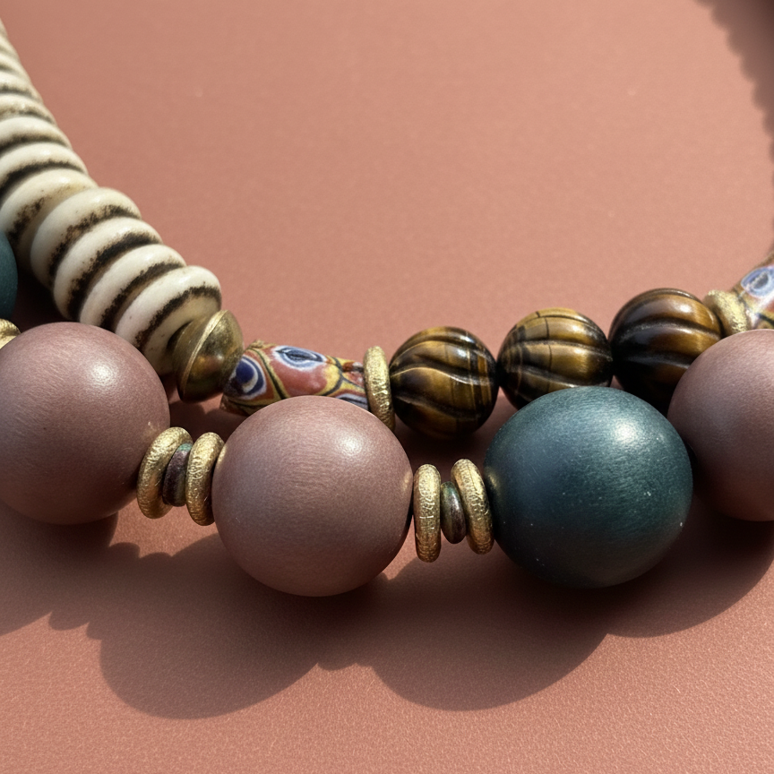 Yeşil ve Karamel Plume kolye