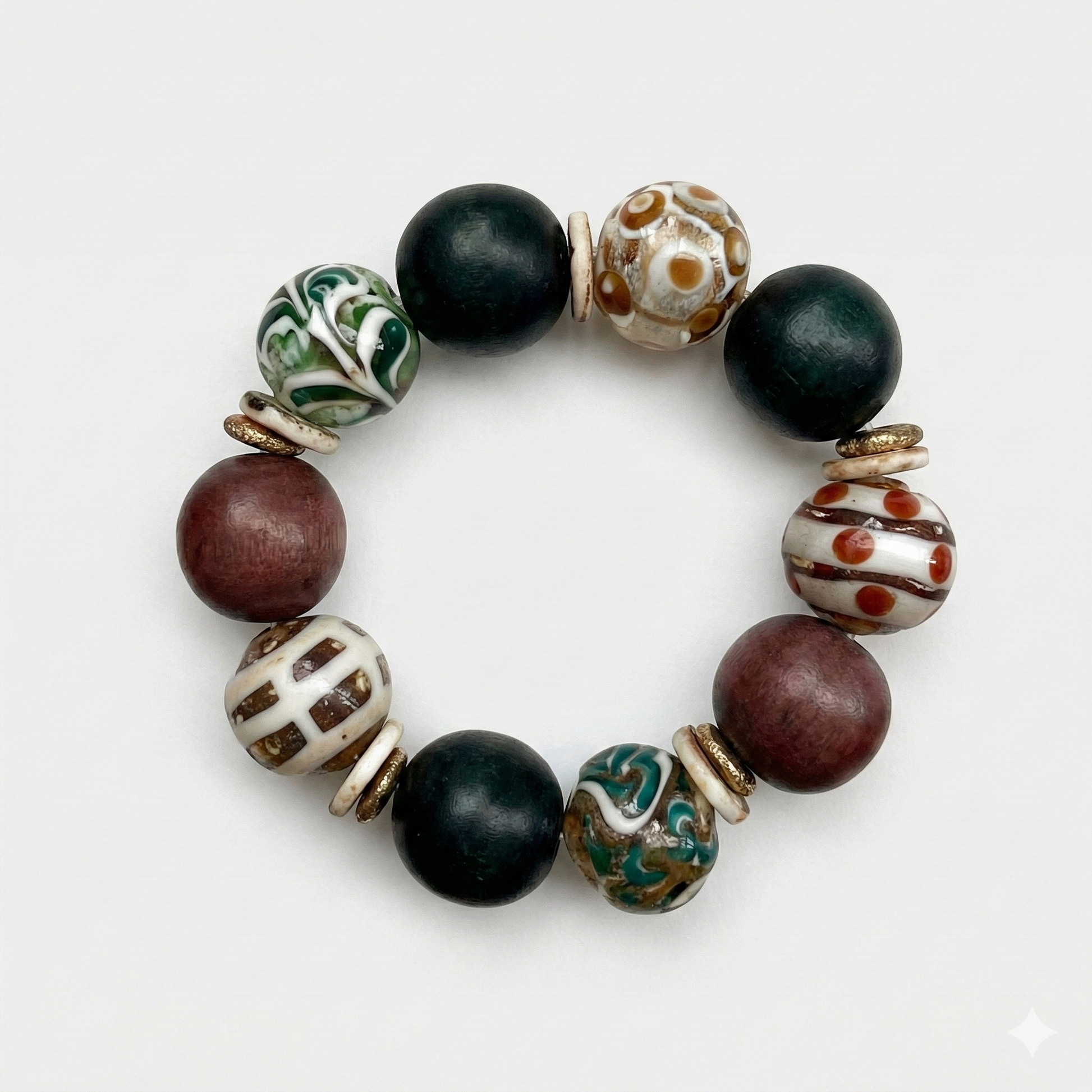 Plume bracelet with glass bead / caramel edition