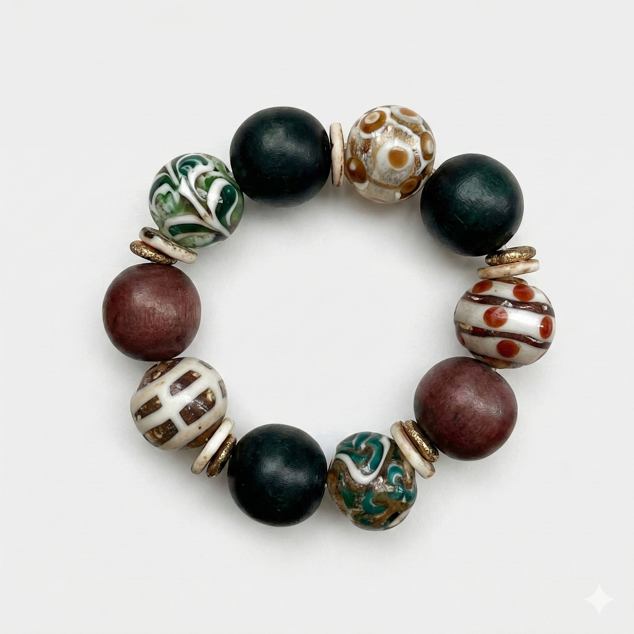 Bracelet Plume avec perle de verre / édition caramel